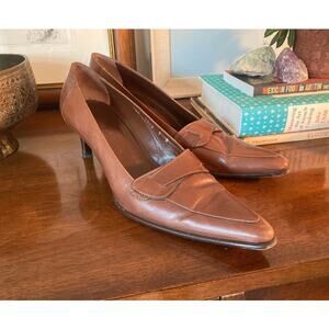 Ralph Lauren Brown Leather Almond Pointed Toe Loafers Vintage ~ Sz 9 ~ So CBK!